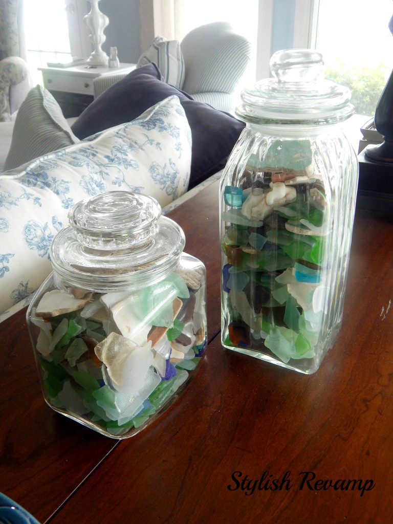 Glass Jars Filled with Sea Glass