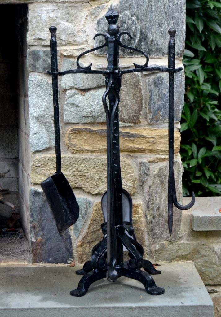 I have been on the lookout for a nice fireplace tool set and finally found one for our outdoor fireplace. It is a nice heavy cast iron set. This piece will be perfect outside. 